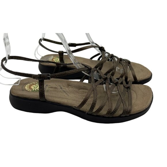 Earth Brand Women's Open Toe Sandals Slingback Brown Leather Strappy Size 7 - Picture 3 of 7